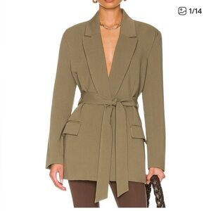 Bardot Olive Green Belted Blazer